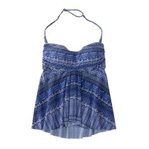 NWOT Womens Size 4 Garnet Hill Dark Blue White Retro Ruched-Overlay Tank... - £25.36 GBP