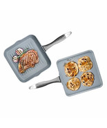 GreenPan Hard Anodized 2 Non-Stick Ceramic Square 10&quot; Grill &amp; 11&quot; Griddl... - €60,07 EUR