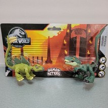 Jurassic World Bendy Biters Figure 2 Pack Stegosaurus &amp; Velociraptor MOC - £17.45 GBP