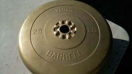 6II04 PAIR OF BARBELL WEIGHTS, YORK, #25  (25-11 &amp; 25-13 ACTUAL), 13&quot; X ... - £33.07 GBP