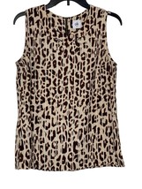 Cabi Women&#39;s Top Tank Ginger Leopard Print Sleeveless Brown Tan Crew Neck Small - £15.81 GBP