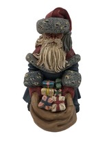 Susan Beck Father Nick Figurine Resin Signed 1988 Rustic Toy Sack Presents - £10.54 GBP