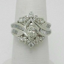 3Ct Marquise Cut Lab-Created Diamond Wedding Ring 14K White Gold Plated Silver - £91.39 GBP