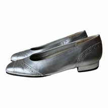 Vintage 1970s California Magdesians Silver Flat Pump Shoes Size 8.5 N - £38.68 GBP