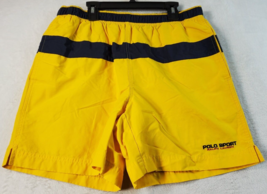 Polo Ralph Lauren Short Mens Small Yellow Cotton Pockets Elastic Waist Slit Logo - £15.85 GBP