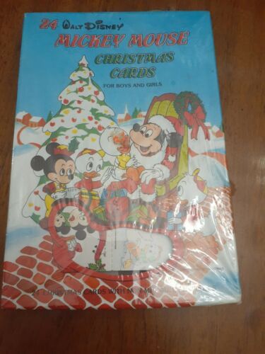 Primary image for Vintage Walt Disney Mickey Mouse  Christmas Cards 24 Sealed Minnie Pluto New Nos
