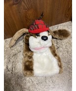 Vintage R. Dakin Dog 10” Hand Puppet Plush 1980 Stuffed Animal In Plaid Hat - $10.96 CAD