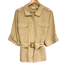 Chico’s Tencel Utility Jacket Natural Tan 3/4 Sleeves Chico’s 3 US XL 16... - £27.21 GBP