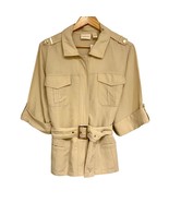 Chico’s Tencel Utility Jacket Natural Tan 3/4 Sleeves Chico’s 3 US XL 16... - £27.24 GBP