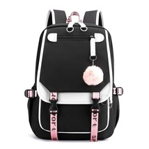 OKKID fashion school backpack for girl yellow book bag student pink black backpa - £93.22 GBP