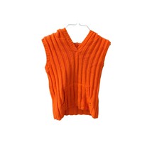 Juncture Womens Size Large Orange Sleeveless Sweater Hooded Pullover Chunky Knit - £23.52 GBP