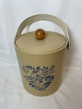 Vintage Georges Briard Ice Bucket. Beige Vinyl With Blue Birds. - $32.71