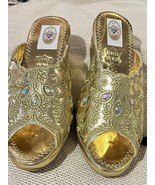 Moroccan gold slippers - Gold Moroccan slippers - Womens gold slippers b... - $944.61 MXN