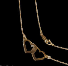 antique 10k yellow gold two hearts necklace 1.5 Gram - £100.22 GBP