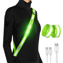 Led Reflective Running Gear High Visibility Reflective Belt Sash With Armband Fo - £23.97 GBP