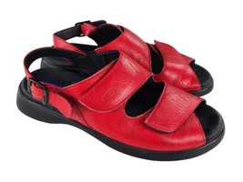 Wolky Women&#39;s Jewel Wedge Sandal Size 41 Red Leather Mary Jane Shoes US 9.5 - £54.91 GBP