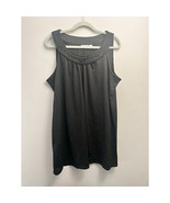 Croft &amp; Barrow Sleeveless Braided Neck Accent Black Top Sz XXL - $321.39 MXN