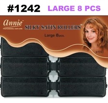 ANNIE SILKY SATIN ROLLERS LARGE 8 PIECES #1242 1&quot; DIAMETER SNAP LOCK CLO... - £1.80 GBP
