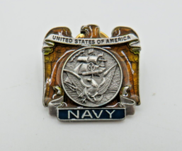 United States Navy Lapel Hat Tie 1&quot; Pin Enamel Pewter American Legion Made USA - £6.28 GBP