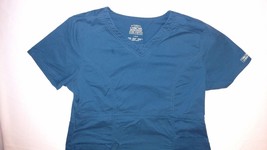 CHEROKEE Workwear Core Stretch Scrubs SS TOP L Shirt CARIBBEAN BLUE Larg... - £19.94 GBP