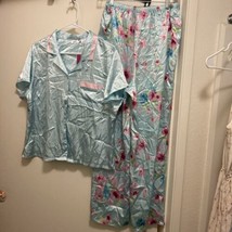 Enchanting Women’s 2 Pc Pajamas Set Top Pants L Blue  Waist 38” To 42” B... - $11.40