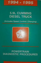 1994 1995 Dodge Cummins 5.9L Diesel Powertrain Diagnostic Procédures Manuel - £22.73 GBP