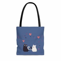 Cats In Love Valentine&#39;s Day Galaxy Blue AOP Tote Bag - £21.16 GBP+