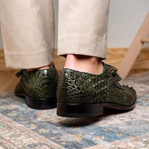 Nilo Genuine Crocodile Skin Deby's Oxford Dress Shoes Forest Green image 7