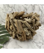 Driftwood Woven Planter Basket Coastal Decor Rustic Round Plant Beach - $44.54