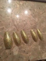 Golden Shimmer Long Coffin False Nails choose your shape - £6.33 GBP