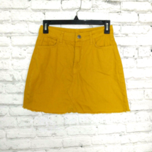 Nasty Gal Collection Skirt Womens 4 Yellow Denim Cut Off Pockets Short Mini - $21.88