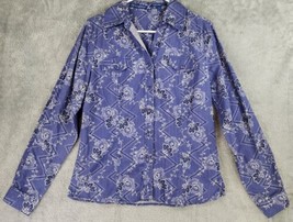Pendleton Shirt Womens Large Blue Floral Button Up Short Sleeve Vintage Fit - £24.73 GBP