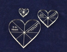Heart Template 3 Piece Set. 1,2,3 Inches - Clear 1/4&quot; Thick w/ guidelines - $22.97