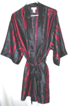Vintage Inner Most Womens Medium Short Kimono Bathrobe Belted Red Floral... - $12.53