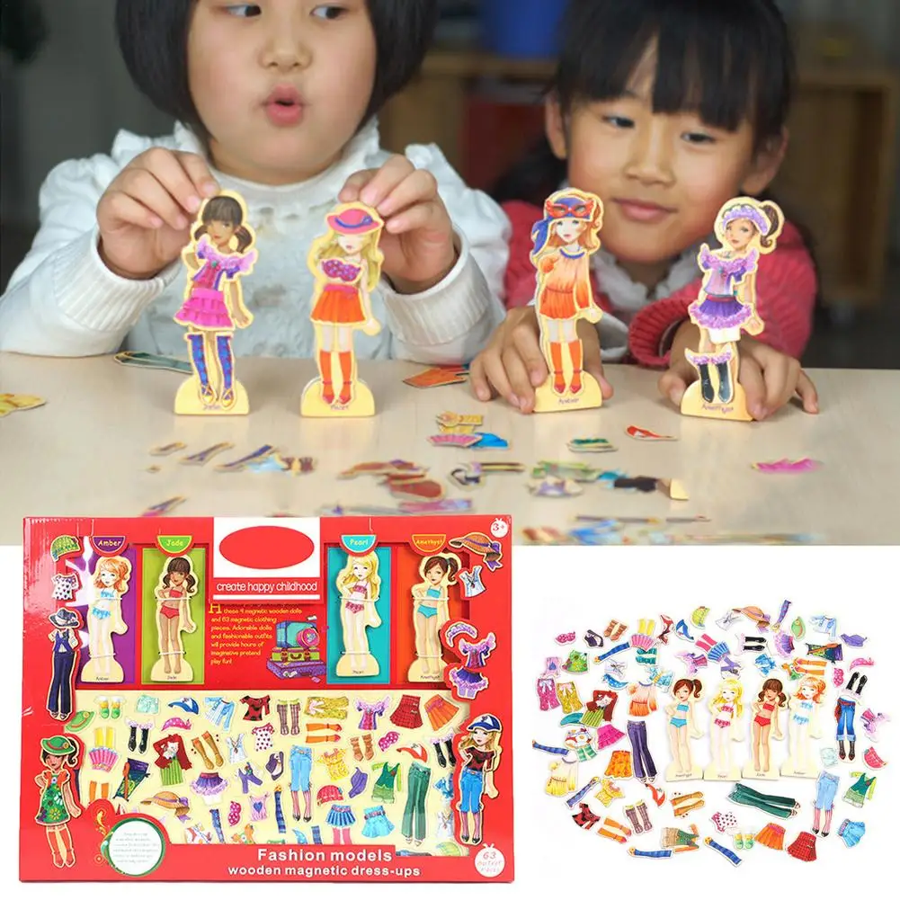 Game Fun Play Toys 63PCS Magnetic Girl Changed Clothes Safe Cute Dress Up Puzzle - £42.36 GBP