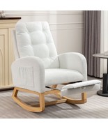Accent Rocking Chair w/ Footrest, High Back, Rubber Wood - $4,436.03 MXN
