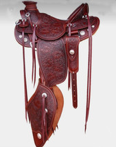 Western padded hot seat saddle 16&quot;on Eco-leather buffalo chestnut on drum dye  - $675.41