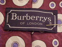 Burberrys Of London Circles Maroon White Men&#39;s Hand Sewn 100% Silk Necktie Tie  - £11.86 GBP