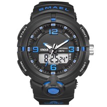 SMAEL Men Military Sport Wrist Watch PU Band Dual Display Watches Solar Energy W - £31.34 GBP