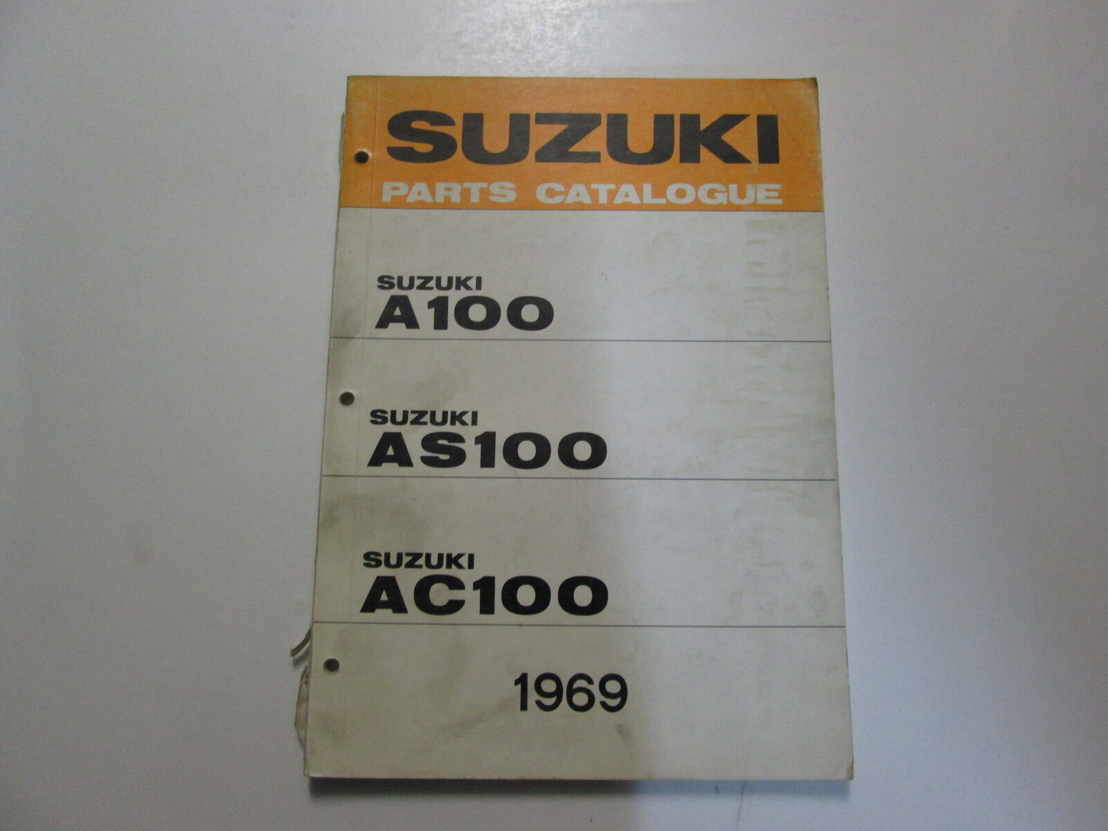 1969 Suzuki A100 AS100 AC100 Parts Catalog Manual DAMAGED STAINED FADED OEM 69 - $22.00