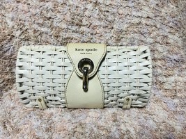 Kate Spade White Woven Straw Clutch Bag Summer Hand Purse Handbag MBb0182 - $100.53 CAD
