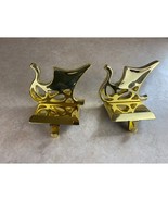 Christmas Fireplace Stocking Hangers Gold Sleighs Lot Of Two - $169.45 MXN