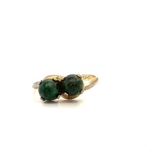 Vintage Signed 10k Gold Filled Joseph Esposito Two Jade Ball Stone Ring sz 6 3/4 - £31.65 GBP