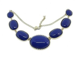 J CREW Blue Purple Lucite Gold Tone Chain Necklace EUC - £14.17 GBP