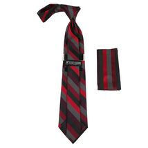 Men's Stacy Adams Tie and Hankie Set Fancy Woven Silky Satin #SAT82 Red image 2