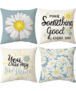 Vibrant Daisy Decoration Pillowcase, 18X18 Inch 4 Piece Set, Farmhouse G... - £22.96 GBP
