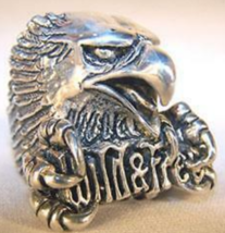 Deluxe Wild And Free Eagle Head Silver Biker Ring BR147 Jewelry New Mens Rings - £9.82 GBP