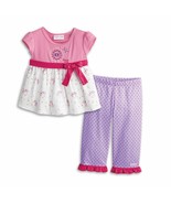 Toddler Girls Pajamas Set American Girl Flowers &amp; Dots, Bitty Baby, Size... - $13.66 CAD