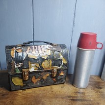 Vintage American Thermos Products Black Metal &#39;V&#39; Lunch Box, with Thermos - £39.27 GBP