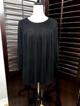 Melloday Black Long Sleeve Blouse Smocked 1X Plus Stretch  - $20.56